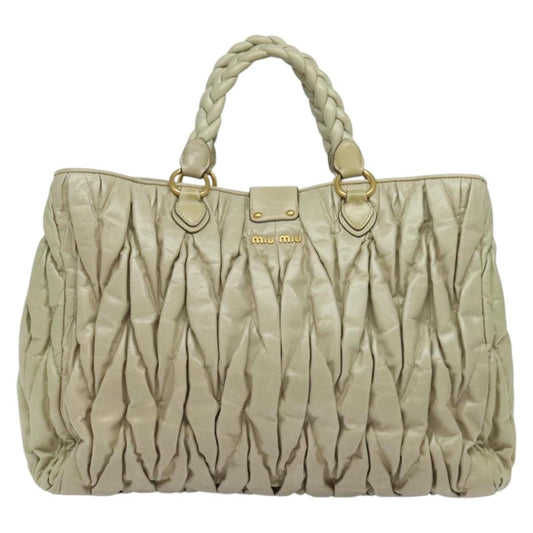 Miu Miu Coffer Convertible Satchel Leather, BEIGE, LEATHER, Handbag