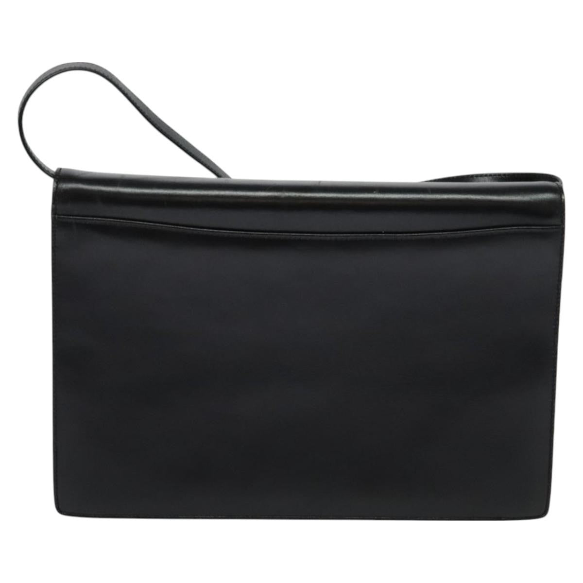 Gucci Vintage Flap Shoulder Bag Leather, BLACK, LEATHER, Shoulder bag