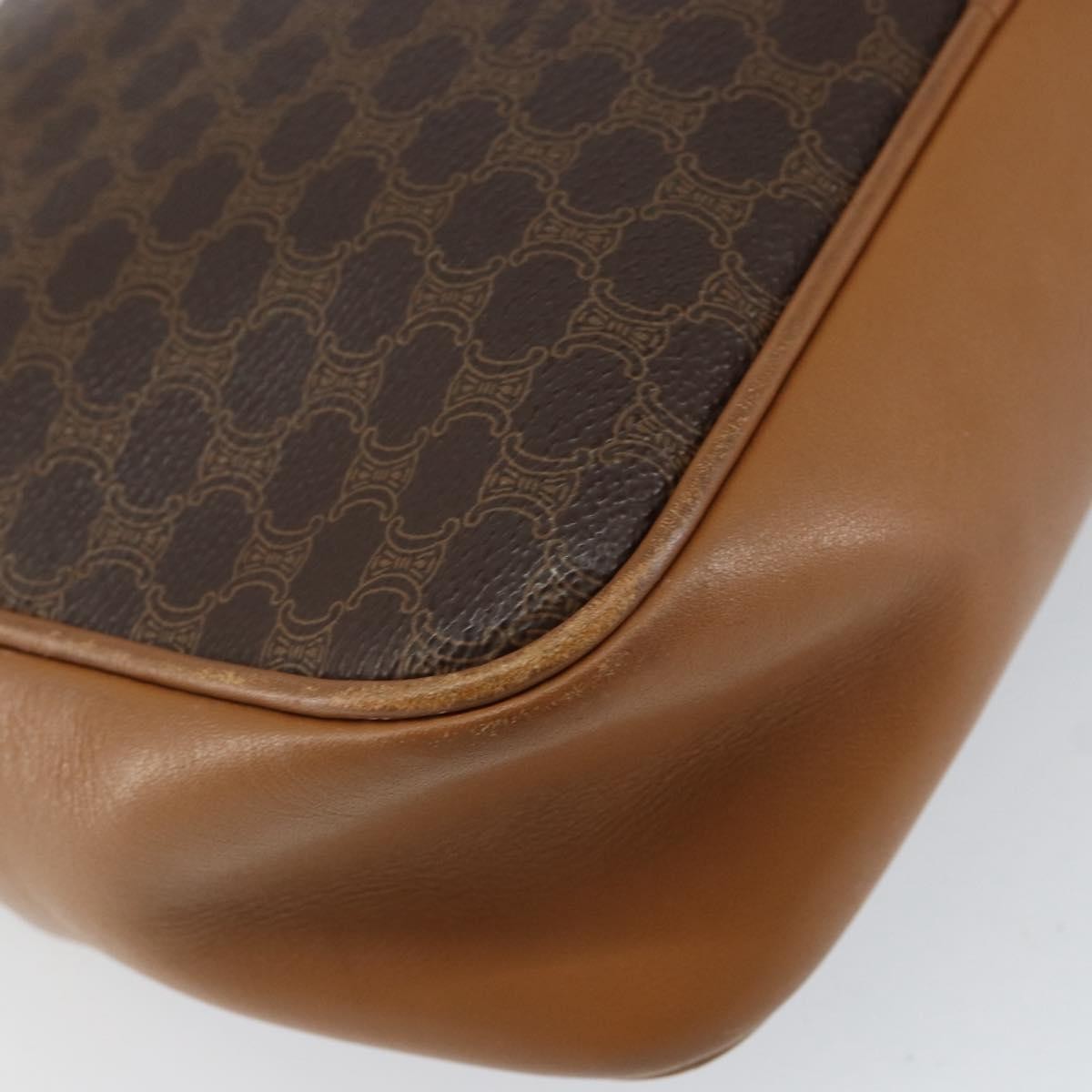 Celine Vintage Macadam Shoulder Bag Canvas and Leather, BROWN, CANVAS, Shoulder bag