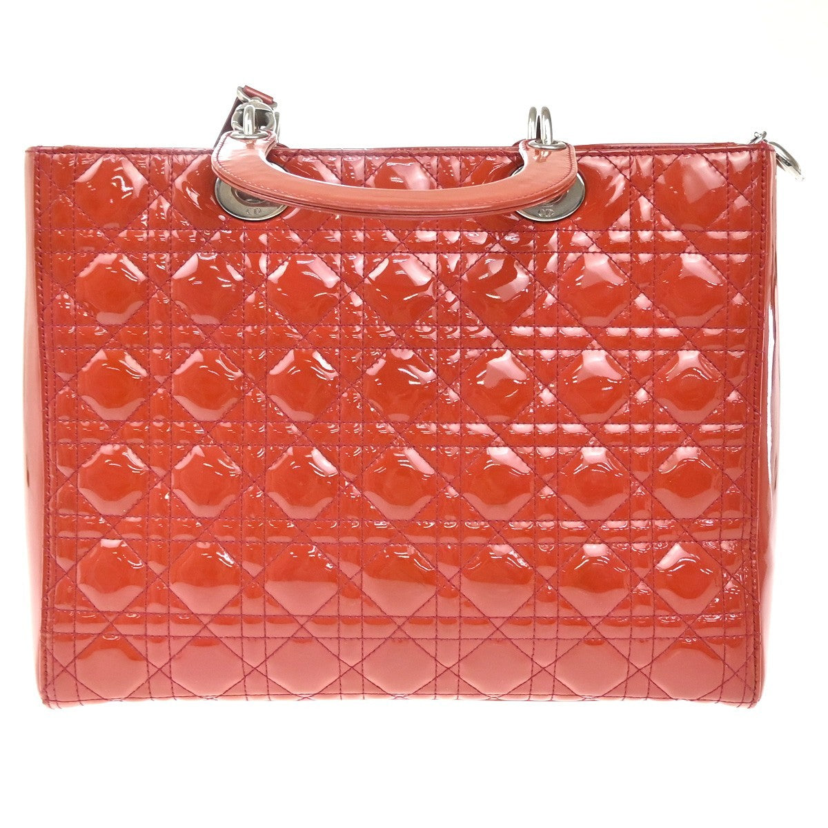 Christian Dior Vintage Lady Dior Bag Cannage Quilt Patent, RED, PATENT_LEATHER, Handbag
