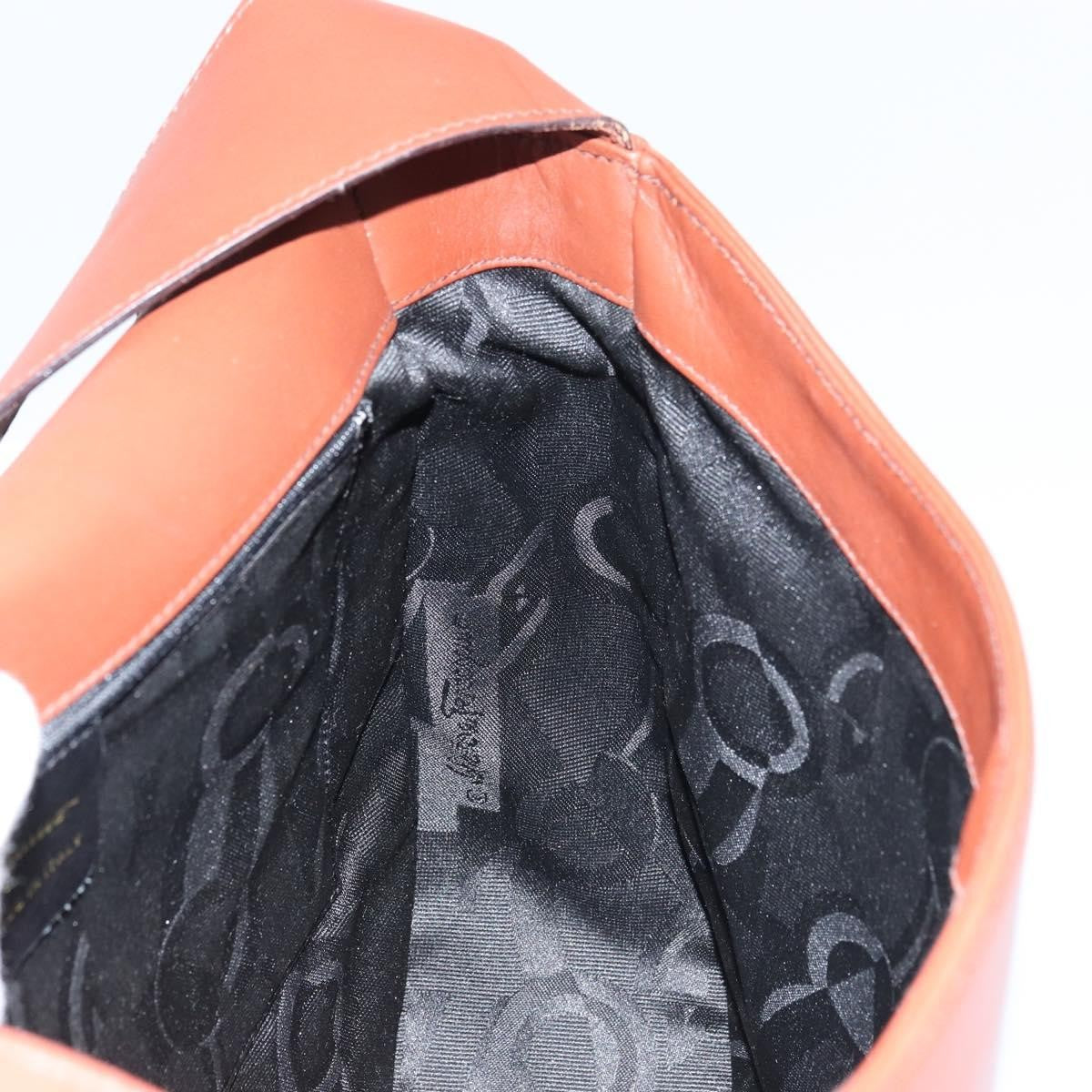 Salvatore Ferragamo Gancini Shoulder Bag Leather, BROWN, LEATHER, Shoulder bag