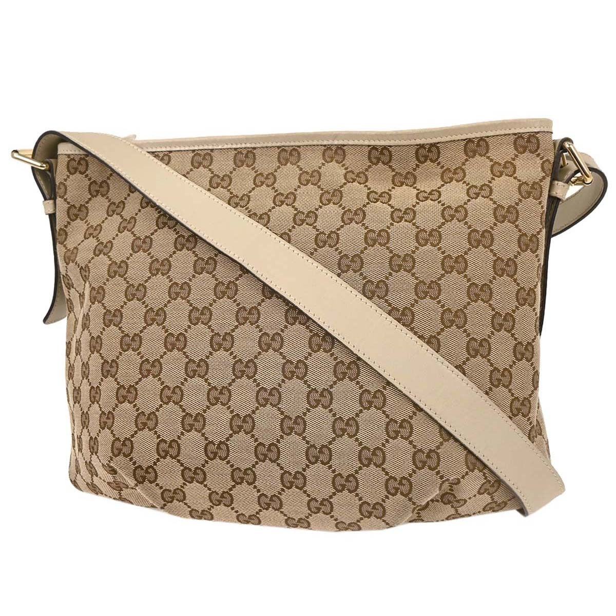 Gucci Front Zip Shoulder Bag GG Canvas, BEIGE, CANVAS, Shoulder bag