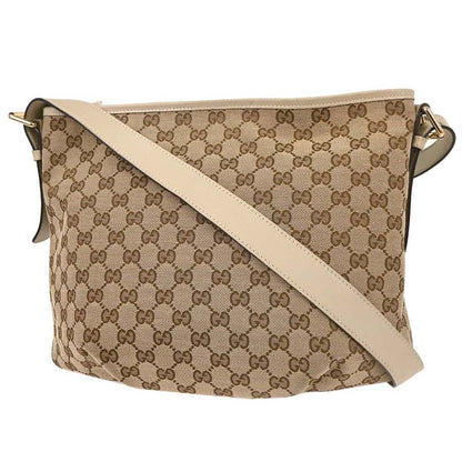 Gucci Front Zip Shoulder Bag GG Canvas, BEIGE, CANVAS, Shoulder bag