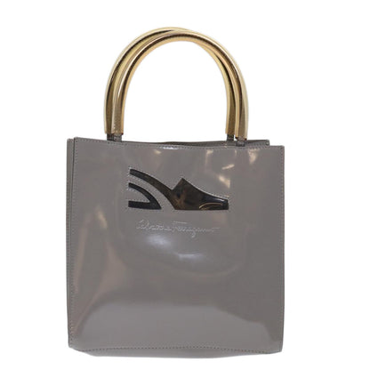 Salvatore Ferragamo Shopper Tote Patent Leather, GRAY, PATENT_LEATHER, Tote bag
