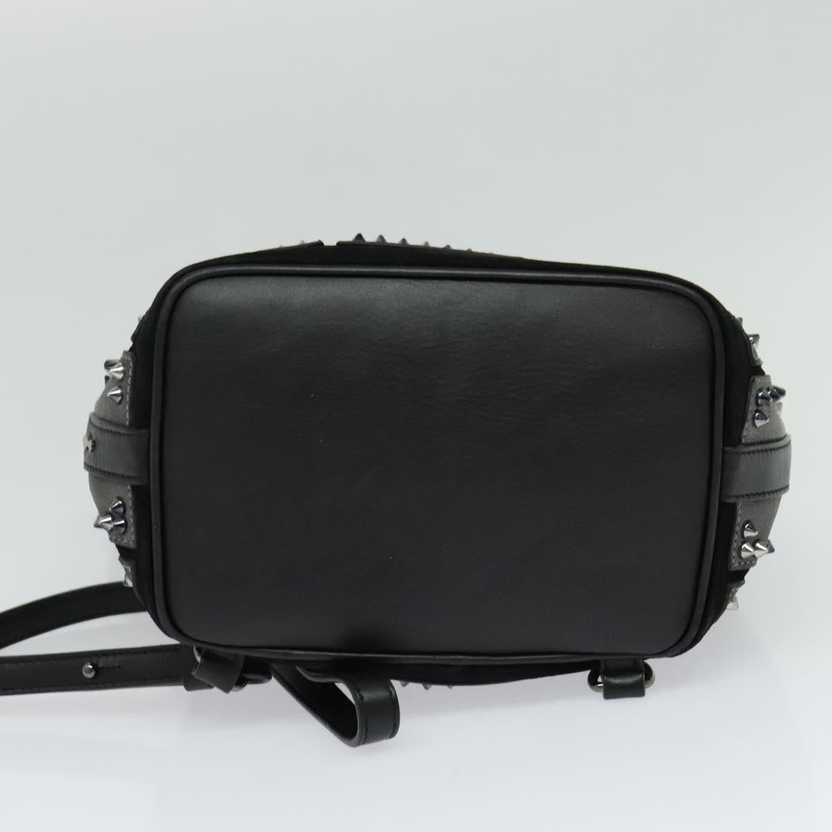 Christian Louboutin Lucky L Convertible Backpack Spiked Leather and Suede, BLACK, LEATHER, Backpack