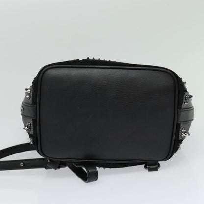 Christian Louboutin Lucky L Convertible Backpack Spiked Leather and Suede, BLACK, LEATHER, Backpack