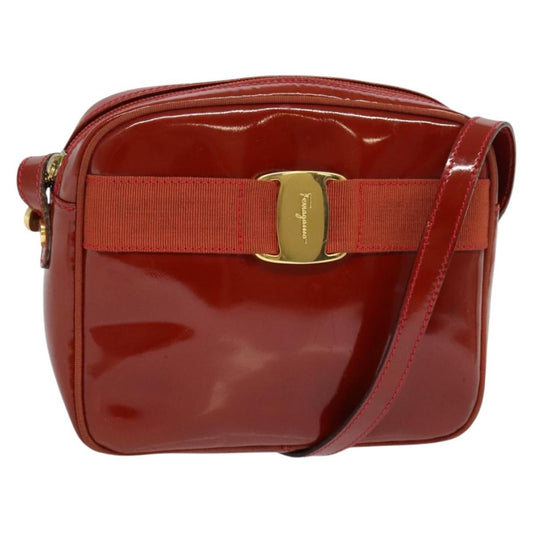 Salvatore Ferragamo Vala Shoulder Bag Patent Leather, RED, PATENT_LEATHER, Shoulder bag