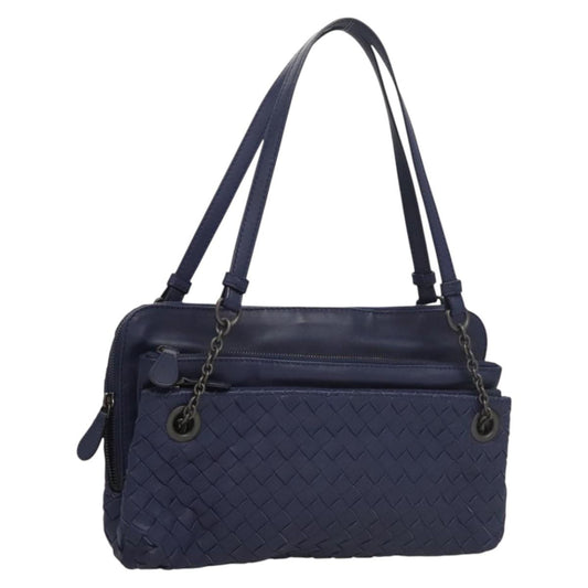 Bottega Veneta Intrecciato Leather, NAVY, LEATHER, Handbag