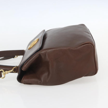 Celine Circle Logo Handbag Leather, BROWN, LEATHER, Handbag