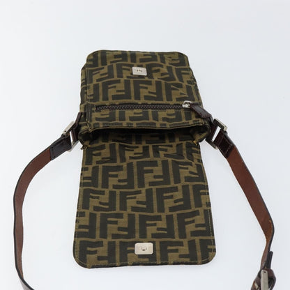Fendi Flat Messenger Bag Zucca Canvas, BROWN, CANVAS, Shoulder bag