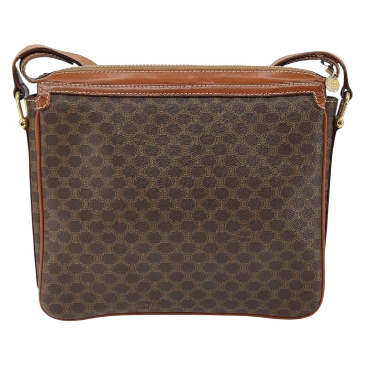 Celine Macadam Shoulder Bag PVC Leather, BROWN, CANVAS, Shoulder bag