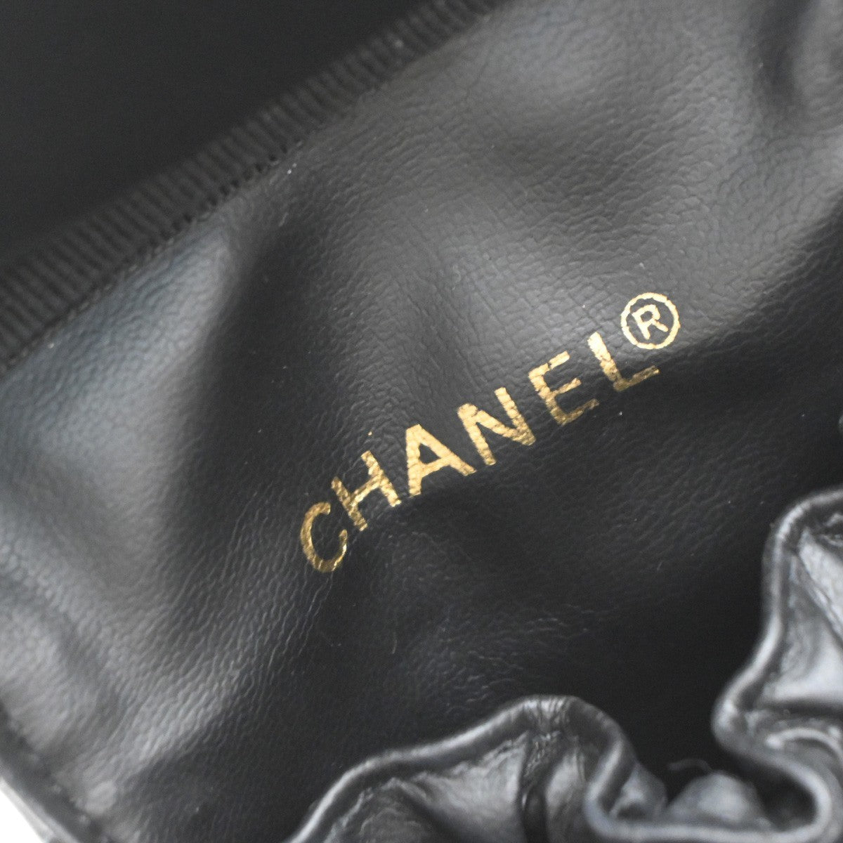 Chanel Vintage Cosmetic Case Quilted Lambskin, Black, Leather, Handbag