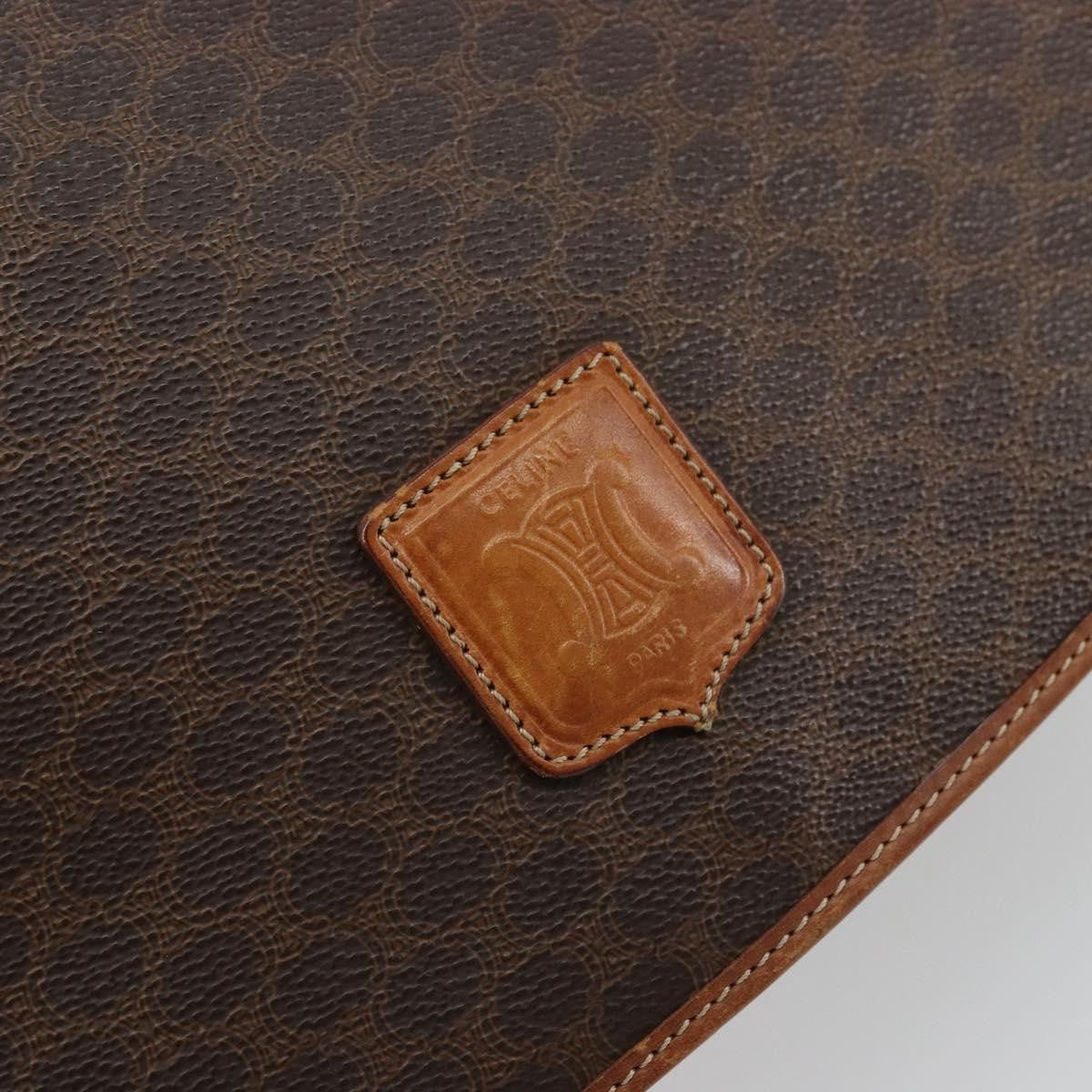 Celine Vintage Macadam Shoulder Bag Canvas and Leather, Brown, Canvas, Shoulder Bag
