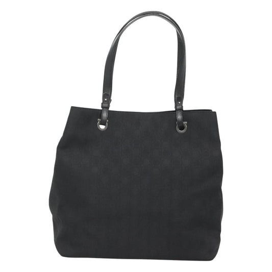 Salvatore Ferragamo Gancini Tote Canvas, BLACK, CANVAS, Tote bag