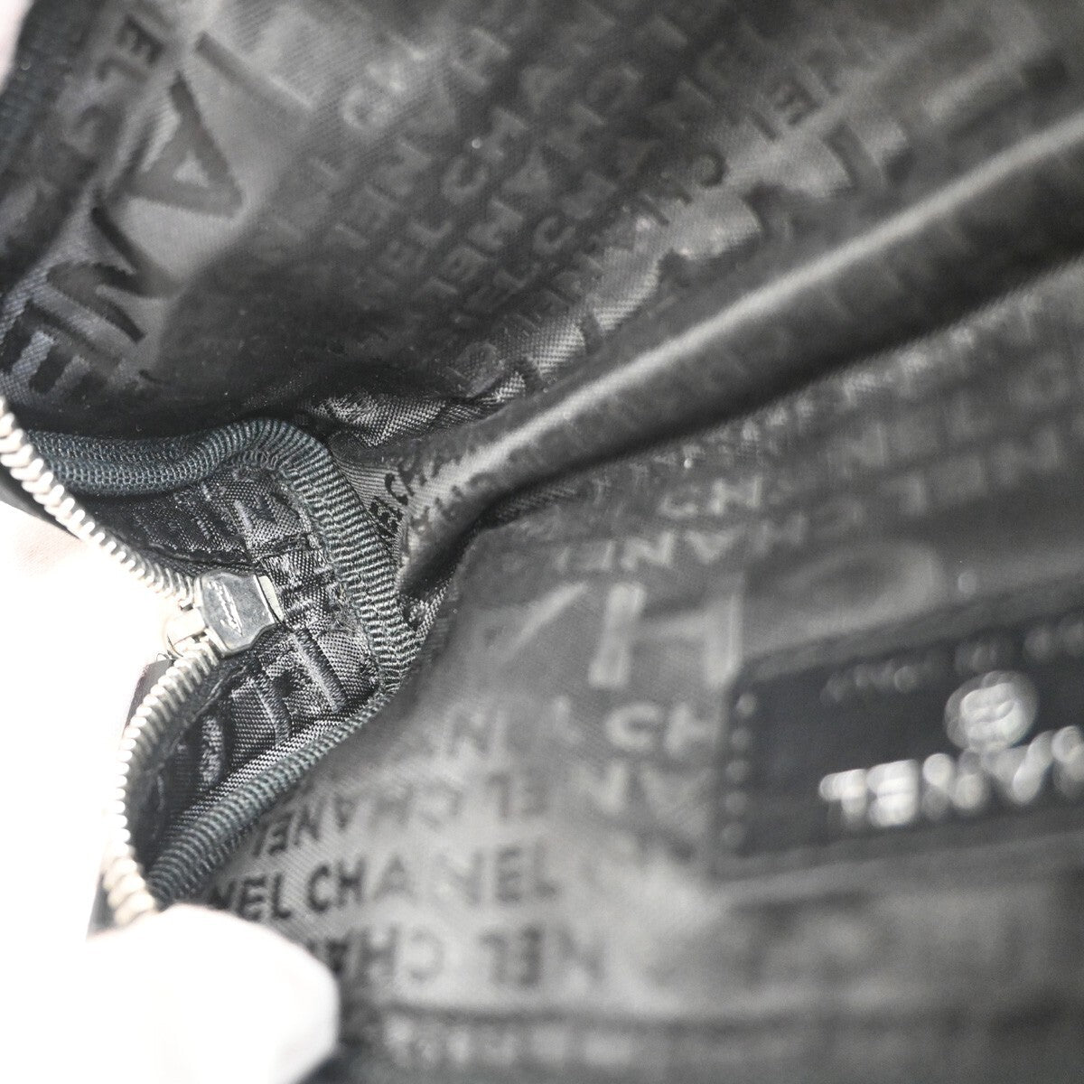 Chanel Chocolate Bar Clutch Nylon, BLACK, NYLON, Clutche & pouche