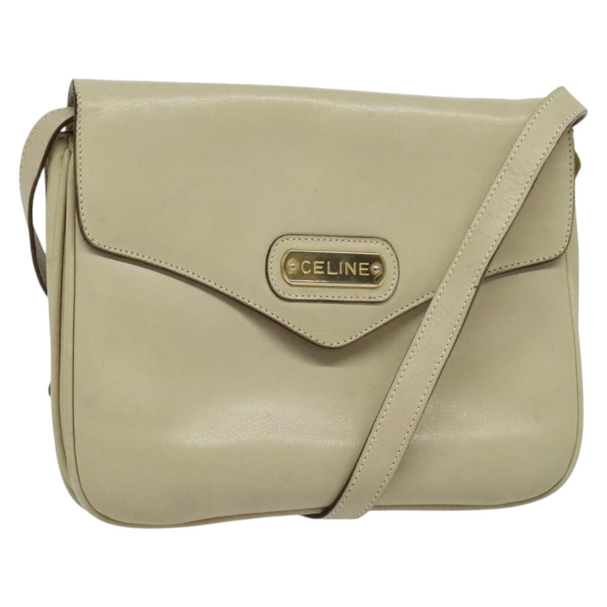 Celine Shoulder Bag Leather, BEIGE, LEATHER, Shoulder bag