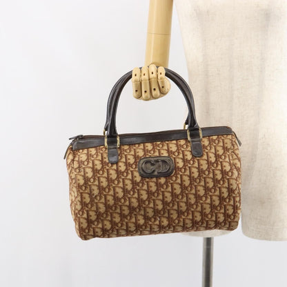 Christian Dior Vintage CD Trotter Handbag Canvas, BROWN, CANVAS, Handbag