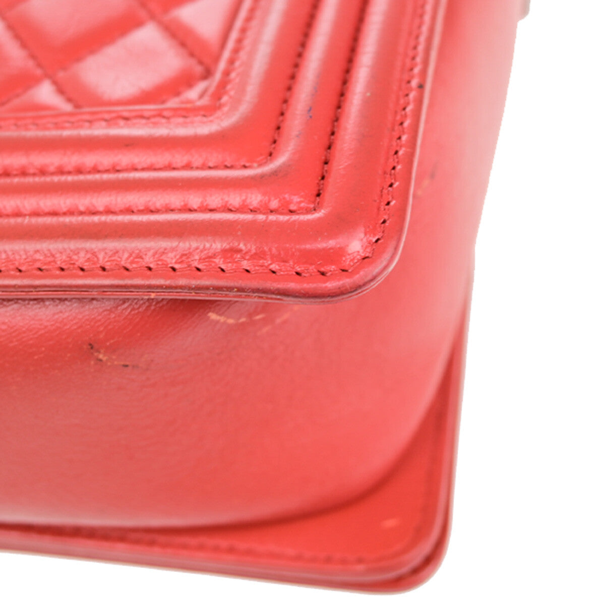 Chanel Boy Flap Bag with Strap Quilted Lambskin, RED, LEATHER, Shoulder bag