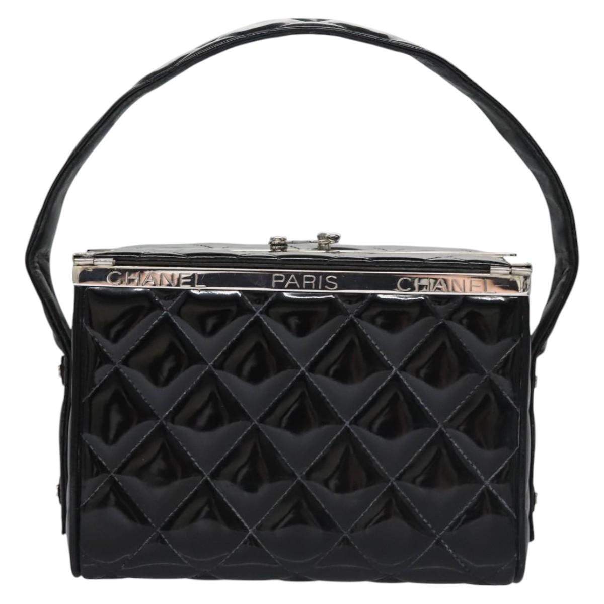 Chanel Vintage Vanity Case Patent, BLACK, PATENT_LEATHER, Toiletry Case