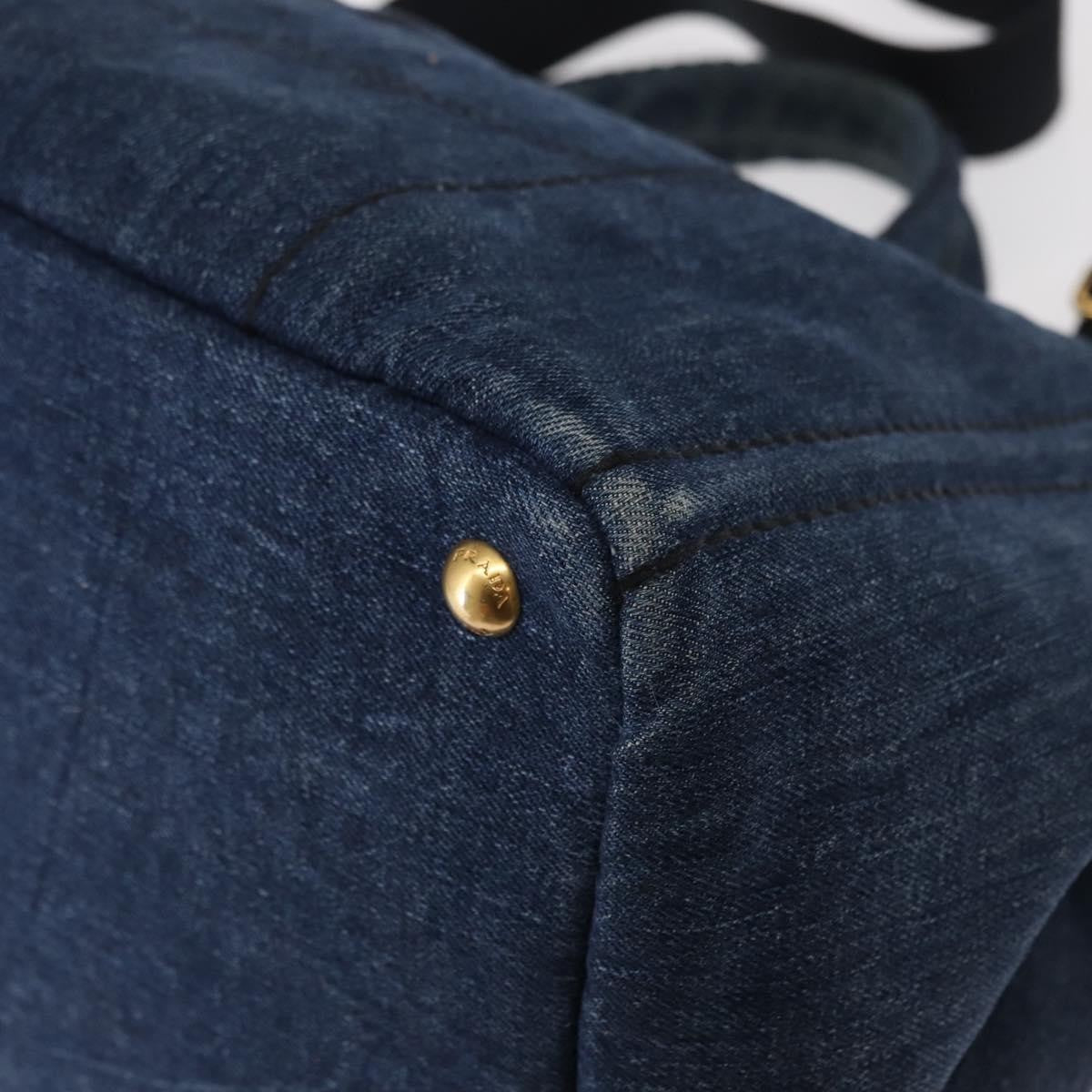 Prada Canapa Open Tote Canvas, BLUE, CANVAS, Tote bag