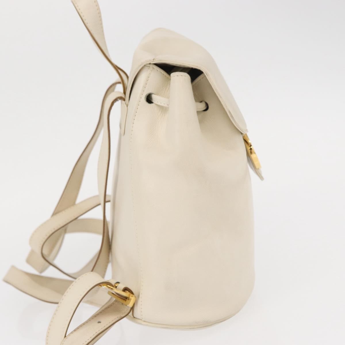 Salvatore Ferragamo Gancini Flap Drawstring Backpack Leather, WHITE, LEATHER, Backpack