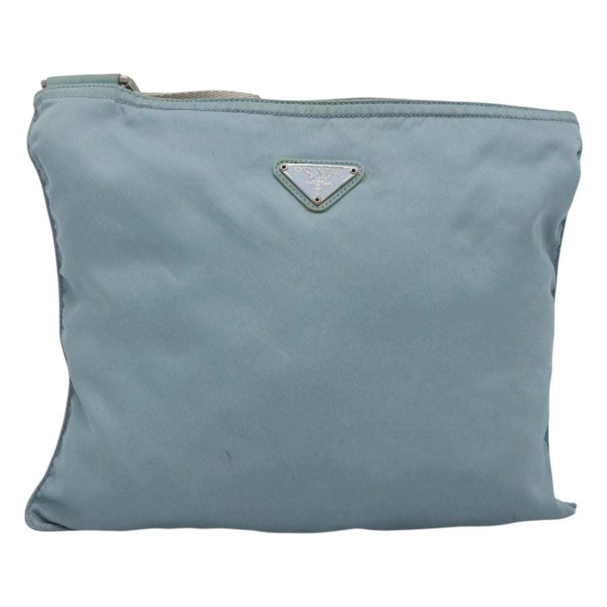 Prada Flat Messenger Bag Tessuto, BLUE, NYLON, Shoulder bag