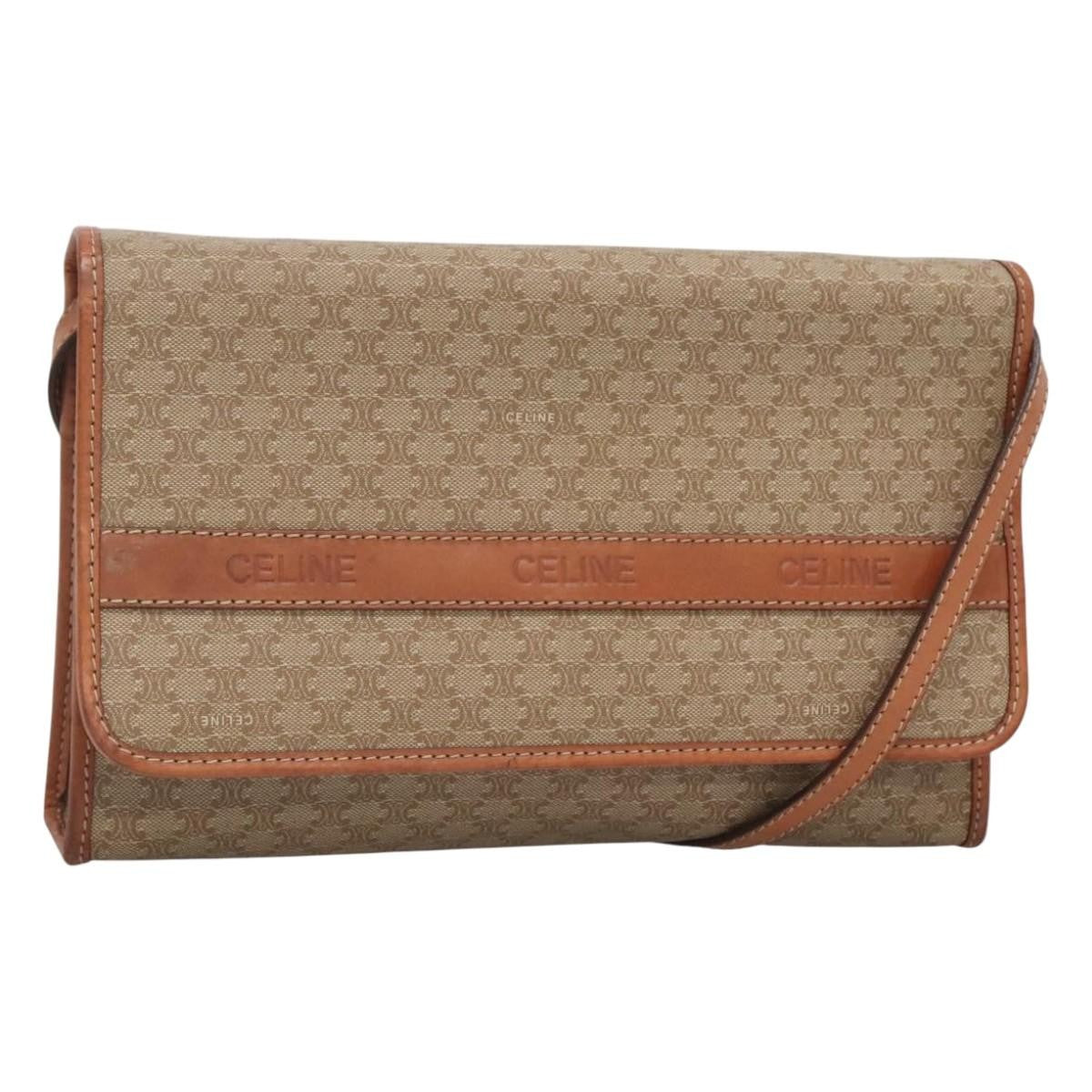 Celine Macadam Shoulder Bag PVC Leather, BEIGE, CANVAS, Shoulder bag