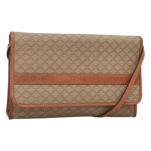 Celine Macadam Shoulder Bag PVC Leather, BEIGE, CANVAS, Shoulder bag