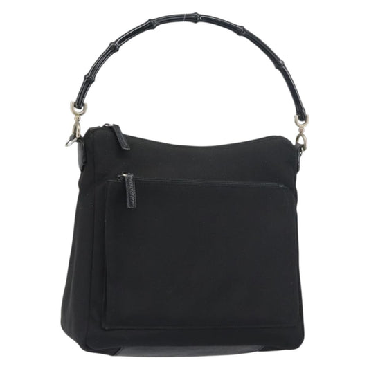 Gucci Vintage Bamboo Handle Bag Nylon, Black, Nylon, Handbag