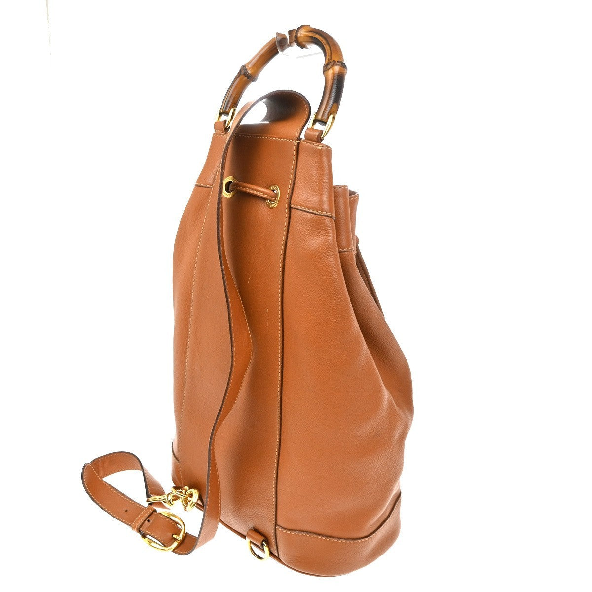 Gucci Vintage Bamboo Sling Backpack Leather, Brown, Leather, Backpack