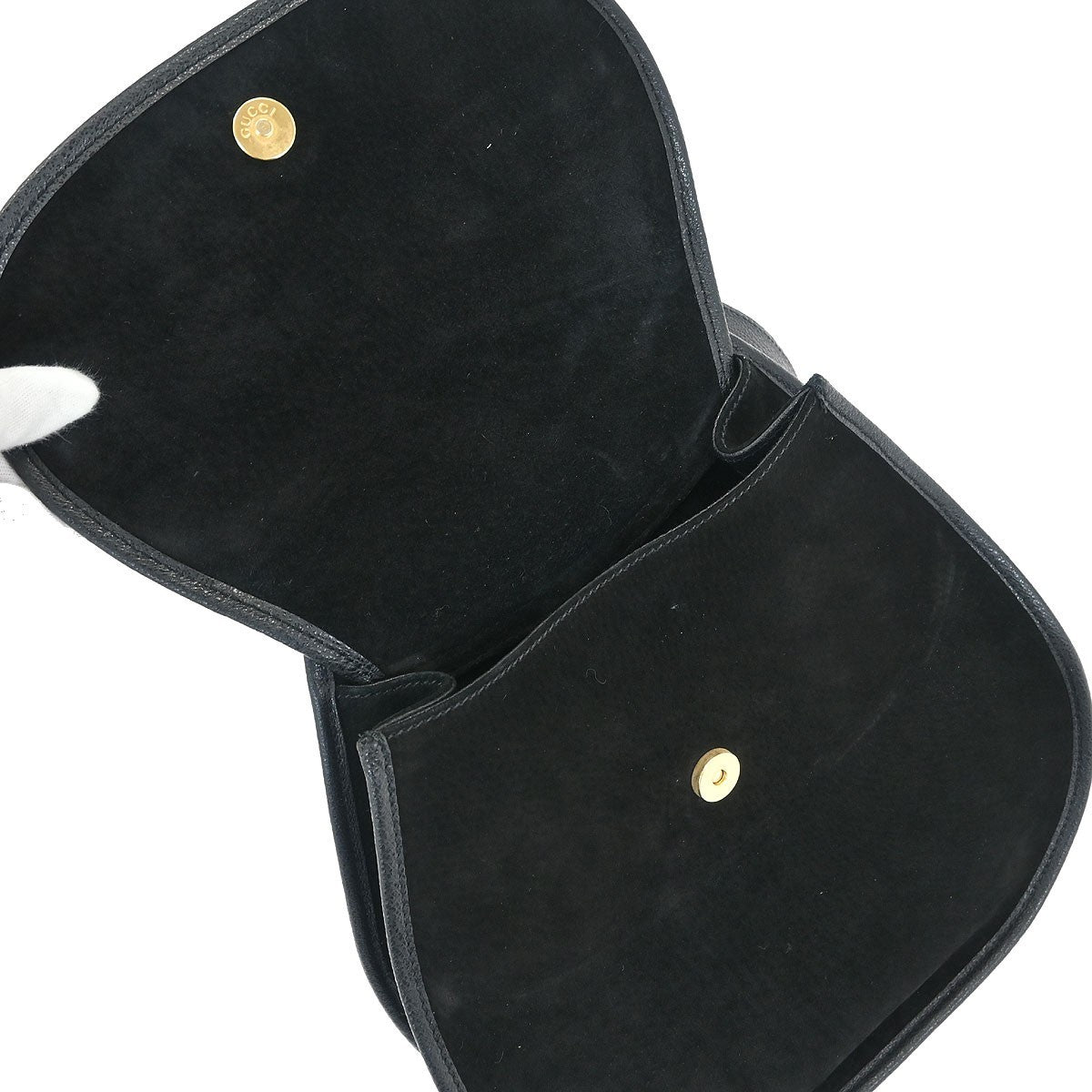 Gucci Vintage Horsebit Sling Bag Suede, BLACK, SUEDE, Shoulder bag