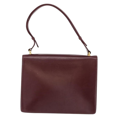 Celine Vintage Flap Shoulder Bag Leather, BURGUNDY, LEATHER, Shoulder bag