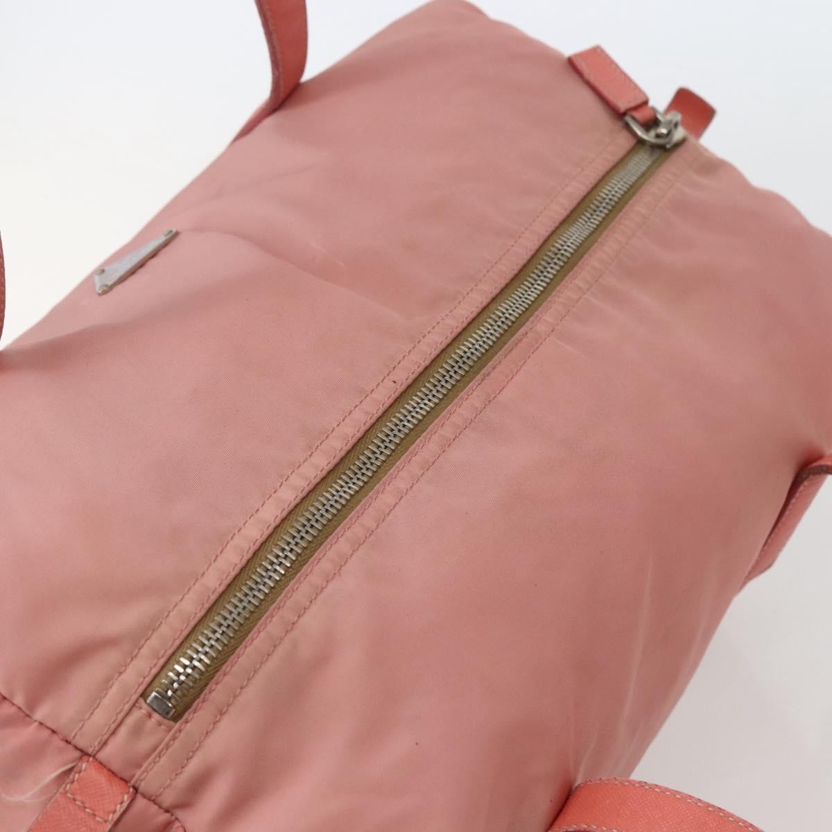 Prada Side Pocket Bauletto Bag Nylon with Leather, PINK, NYLON, Handbag