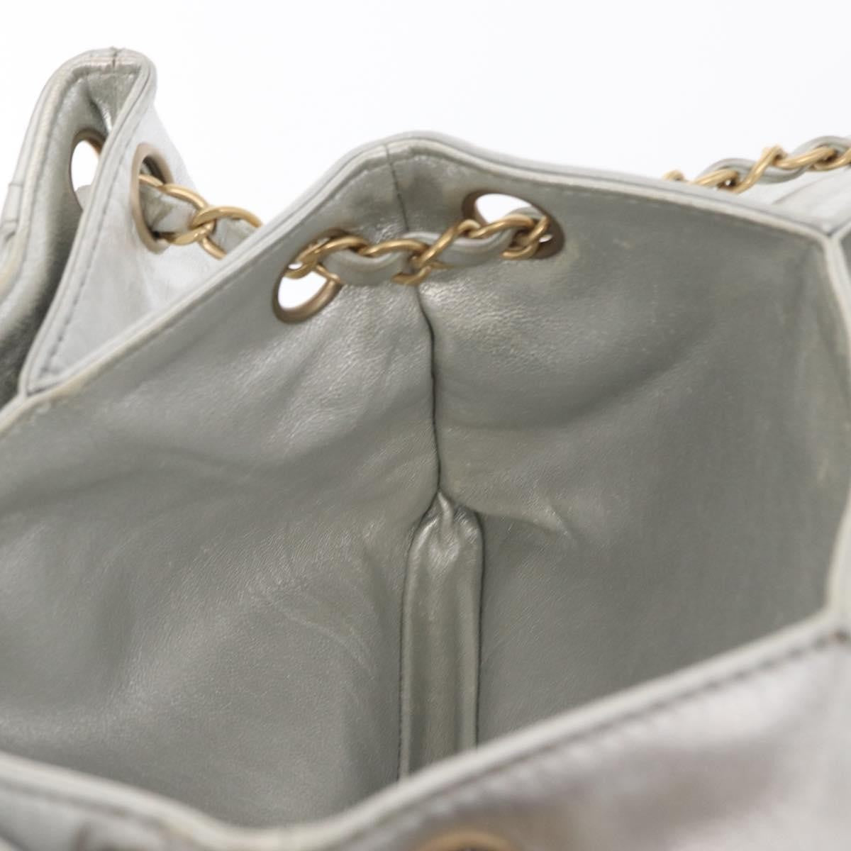 Chanel Mademoiselle Lock Accordion Flap Bag Quilted Lambskin, SILVER, LEATHER, Shoulder bag