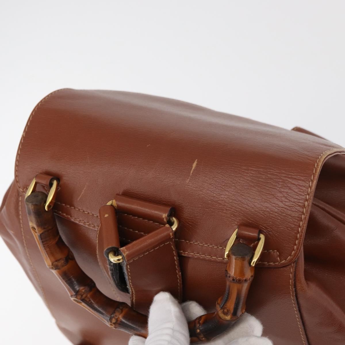 Gucci Vintage Bamboo Backpack Leather, Brown, Leather, Backpack
