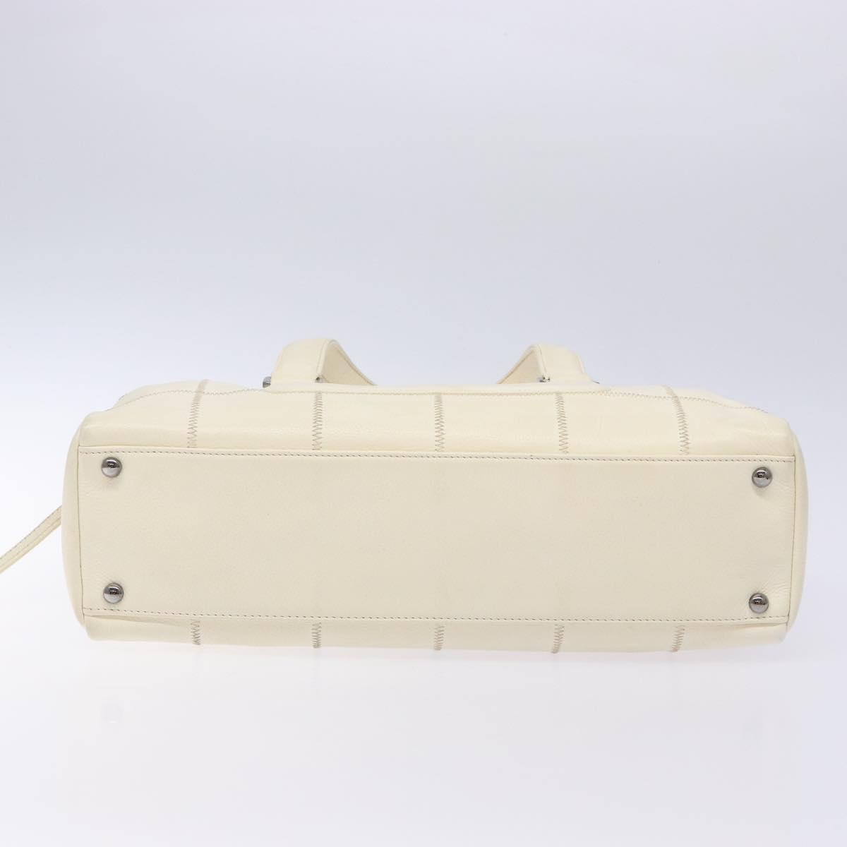 Chanel Square Stitch Duffle Bag Quilted Caviar, WHITE, LEATHER, Travel bag