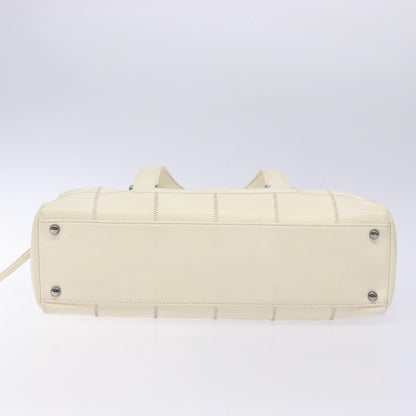 Chanel Square Stitch Duffle Bag Quilted Caviar, WHITE, LEATHER, Travel bag