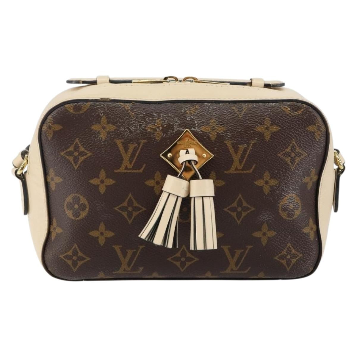 Louis Vuitton Saintonge Handbag Monogram Canvas with Leather, WHITE, CANVAS, Handbag