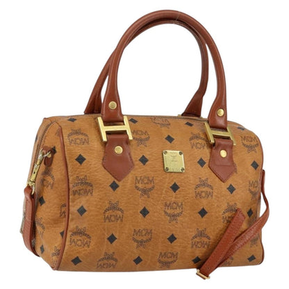 MCM Visetos Handbag Canvas and Leather, BROWN, CANVAS, Handbag