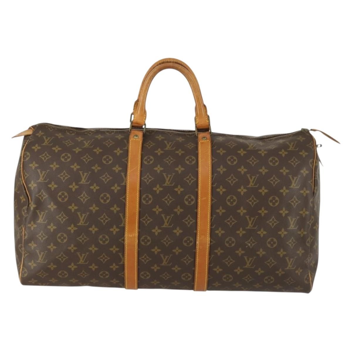 Louis Vuitton Keepall Bag Monogram Canvas, BROWN, CANVAS, Travel bag