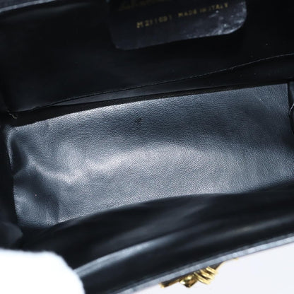 Salvatore Ferragamo Chain Flap Shoulder Bag Leather, BLACK, LEATHER, Shoulder bag