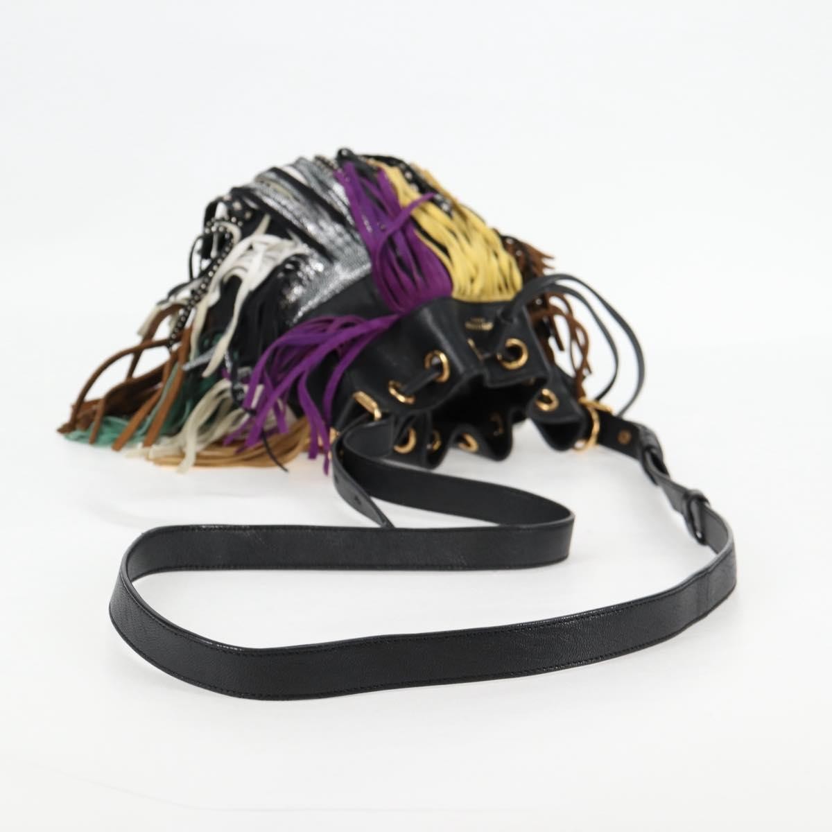 Saint Laurent Fringe Emmanuelle Bucket Bag Multicolor Leather, MULTICOLOUR, LEATHER, Shoulder bag