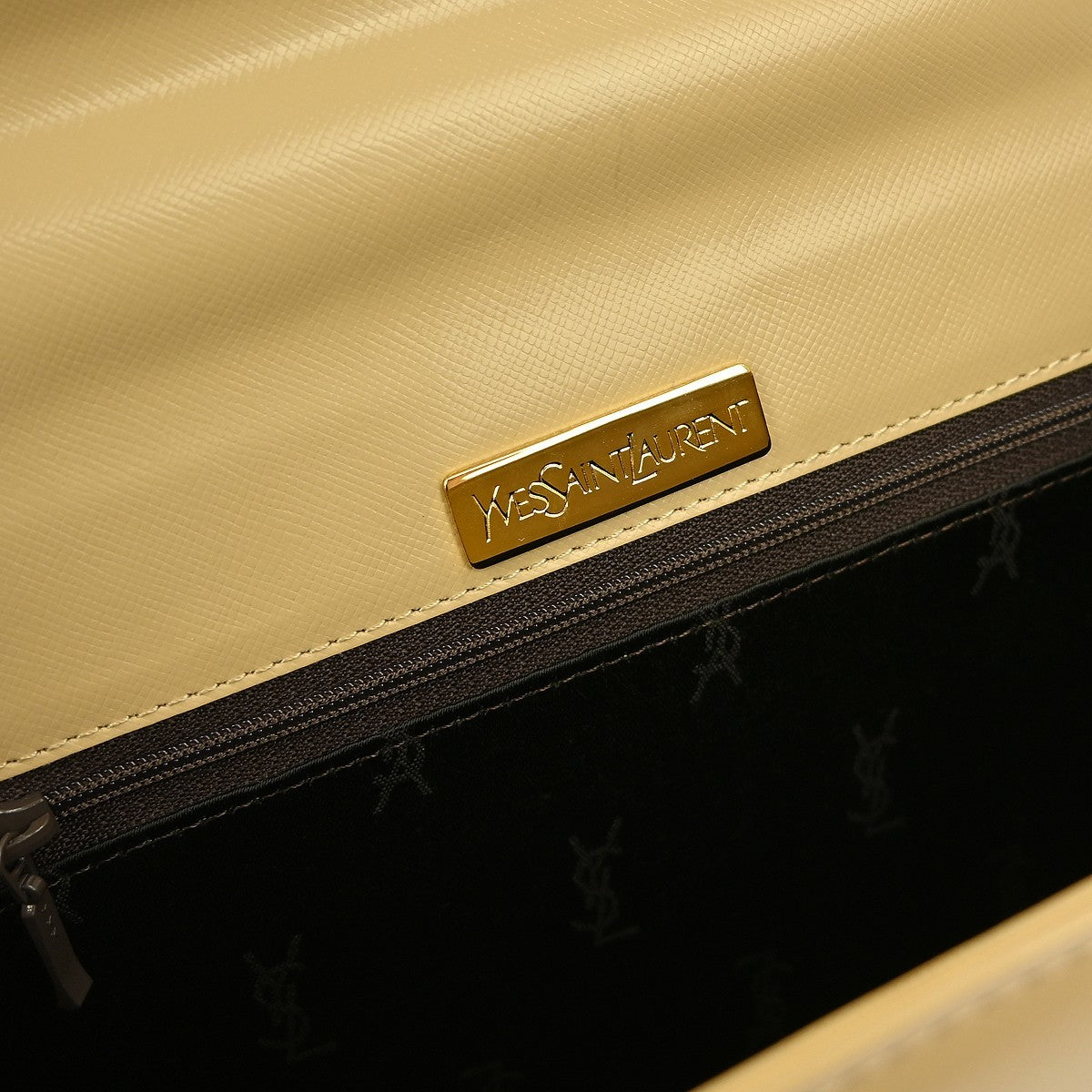 Saint Laurent Vintage Handbag Leather, BEIGE, LEATHER, Handbag