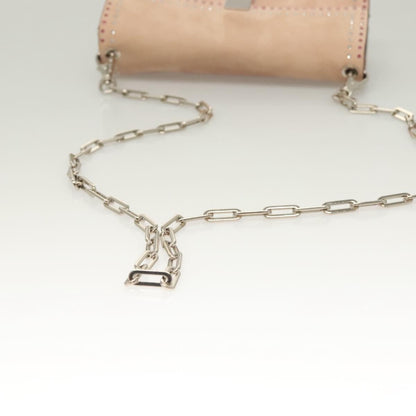 Valentino Garavani Turnlock Chain Shoulder Bag Suede, PINK, SUEDE, Shoulder bag