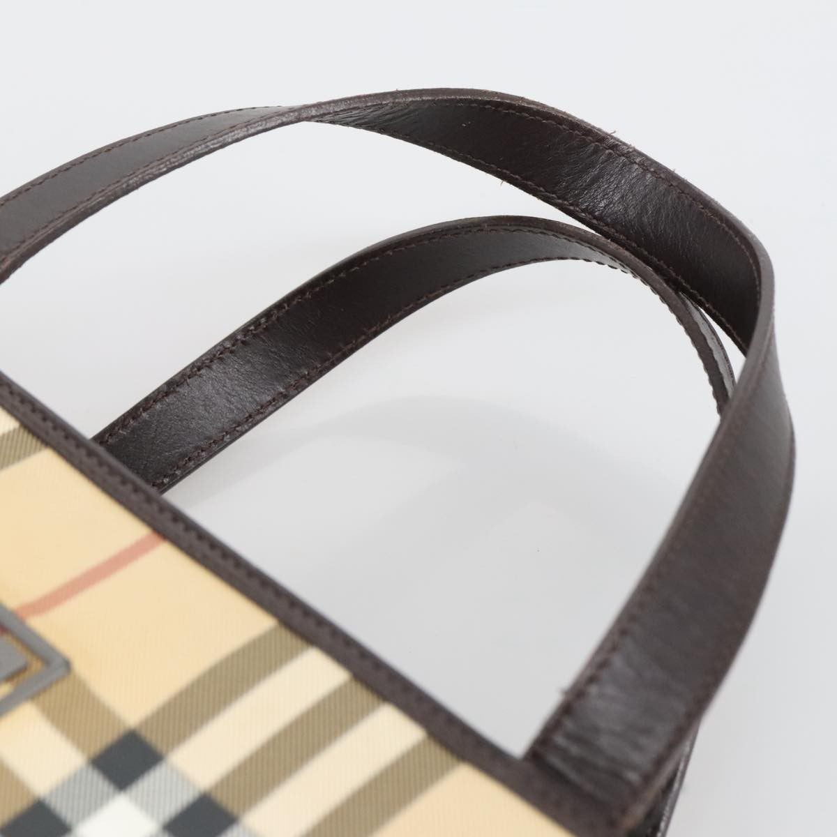 Burberry Top Handle Tote Haymarket Coated Canvas, BEIGE, CANVAS, Tote bag