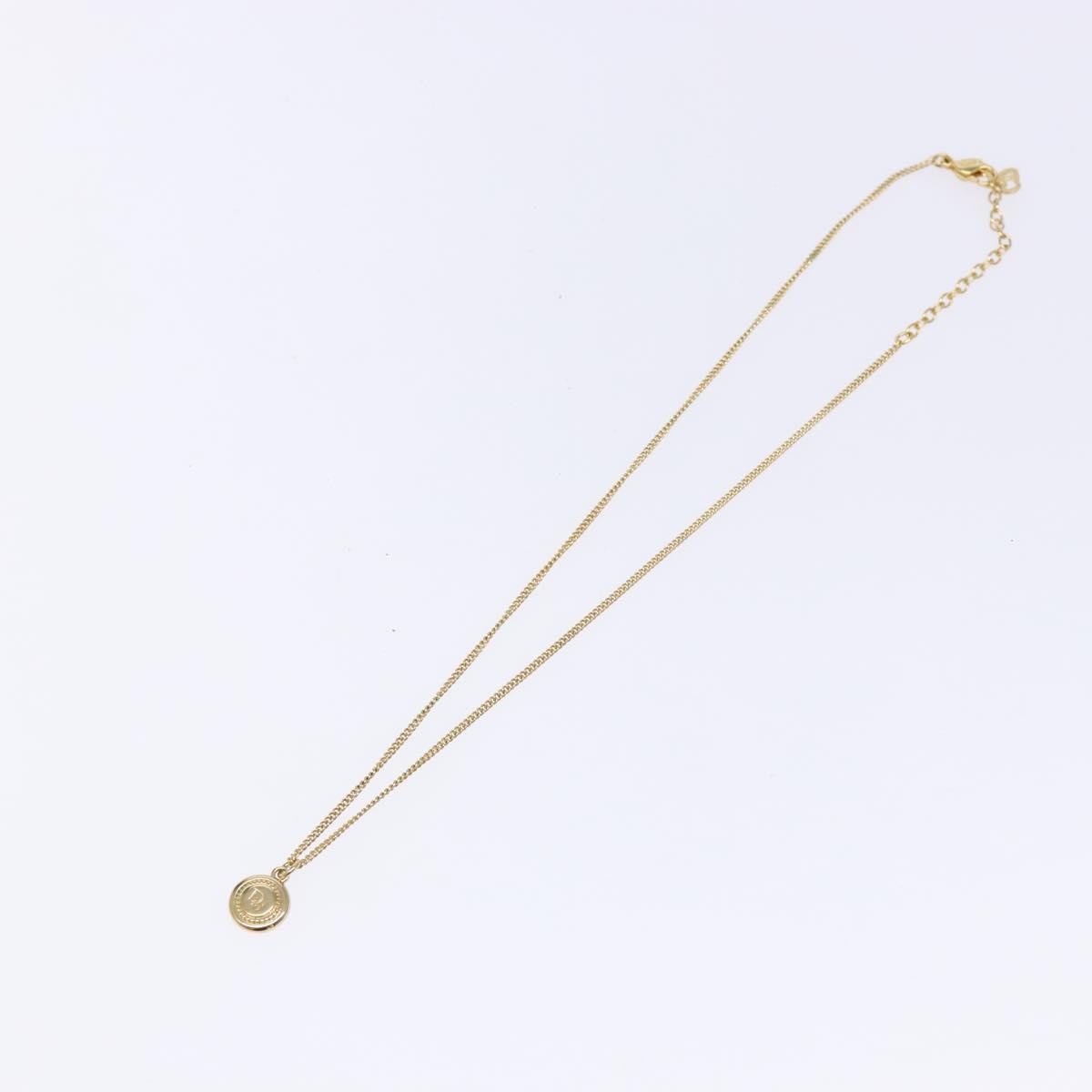 Christian Dior Vintage Logo Round Pendant Necklace Metal, GOLD, METAL, Necklace