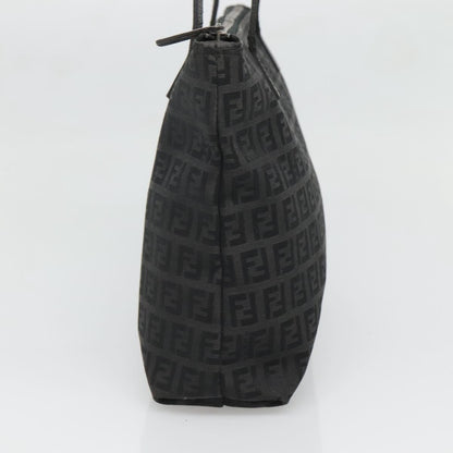 Fendi Roll Tote Zucchino Canvas, BLACK, CANVAS, Tote bag