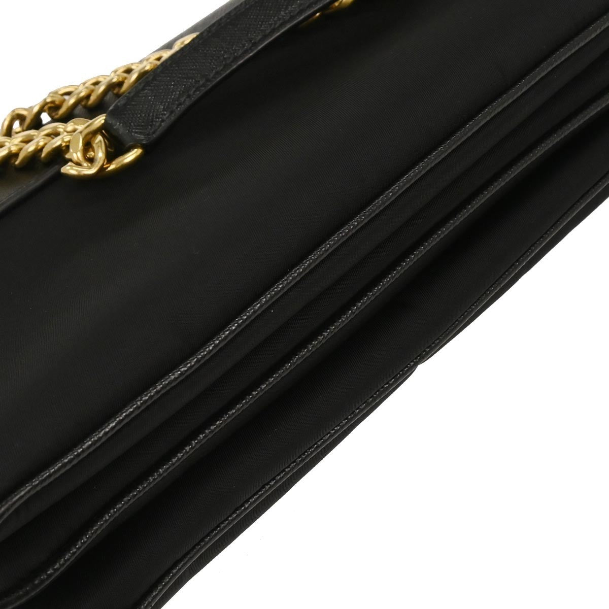 Prada Chain Flap Crossbody Bag Saffiano Leather, BLACK, LEATHER, Shoulder bag