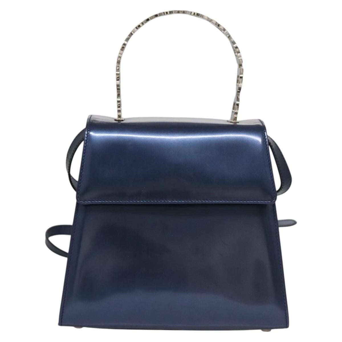 Salvatore Ferragamo Gancini handbag Patent leather, BLUE, PATENT_LEATHER, Handbag