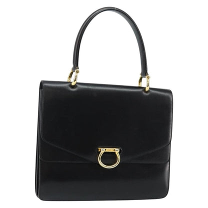 Celine Vintage Top Handle Bag Glazed Leather, BLACK, LEATHER, Handbag